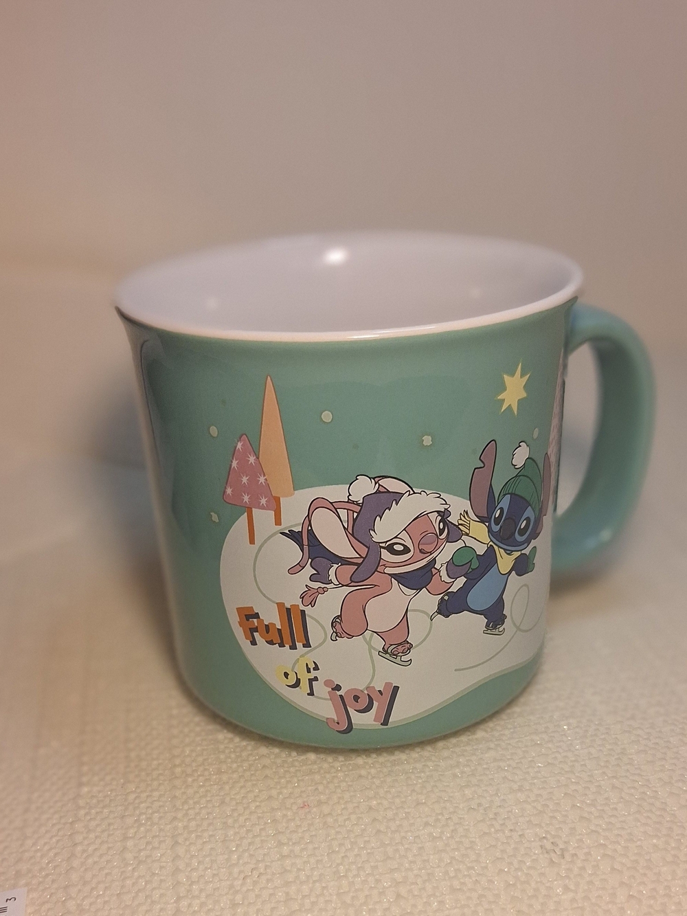 Disney Stitch Full of Joy Mug in Green & White